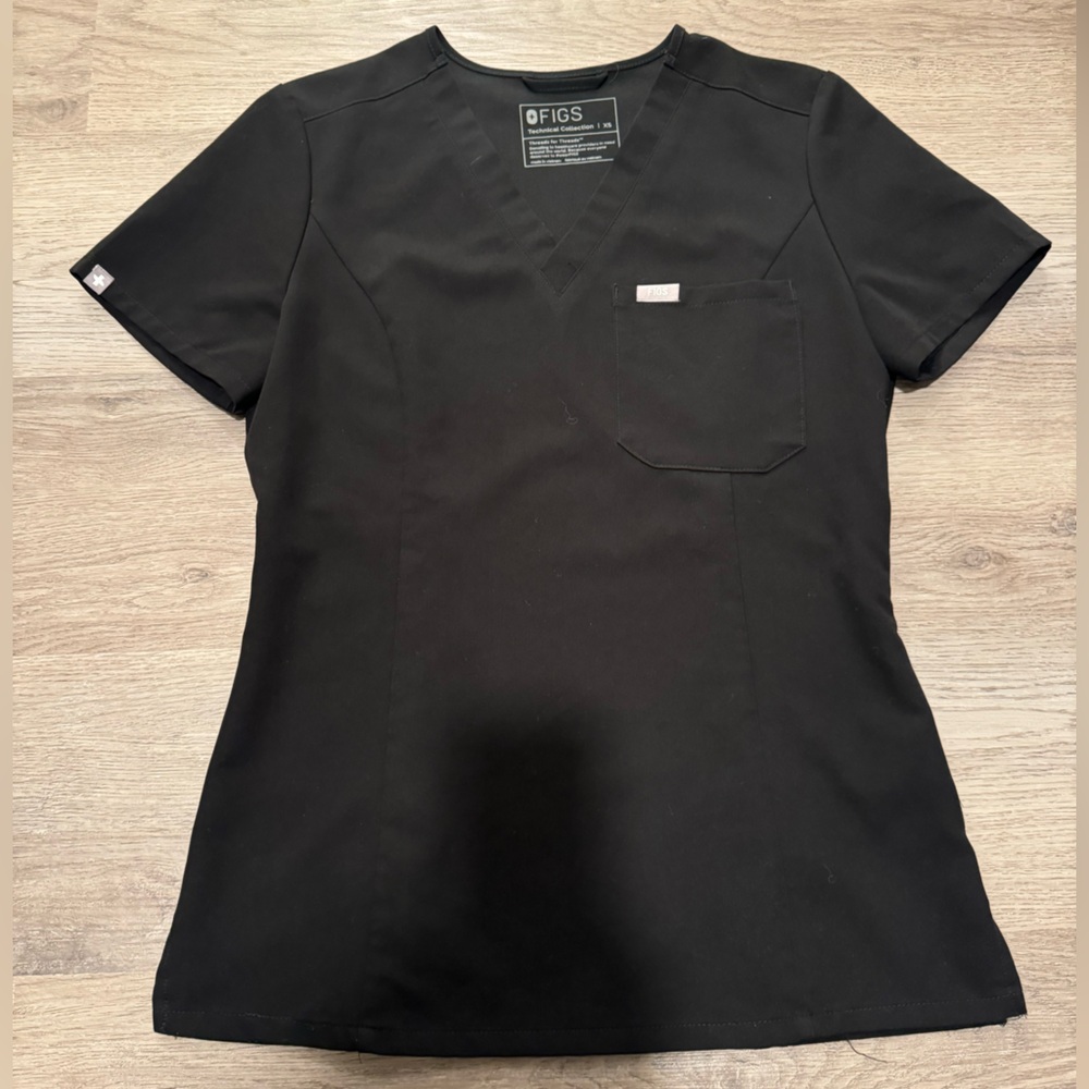 Figs - Slim Catarina One-Pocket Scrub Top Black Size XS